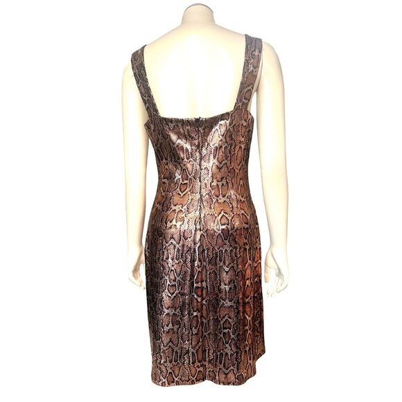 L’Agence 8P Bronze Metallic Python Print Mini Dress Glamcore Bodycon Night Luxe - Picture 5 of 14